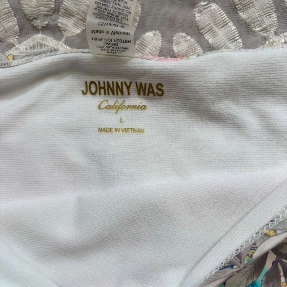 Johnny Was Pearce Bandeau Top & High Waist Bottom Bikini Set Multi L CSW9221-N